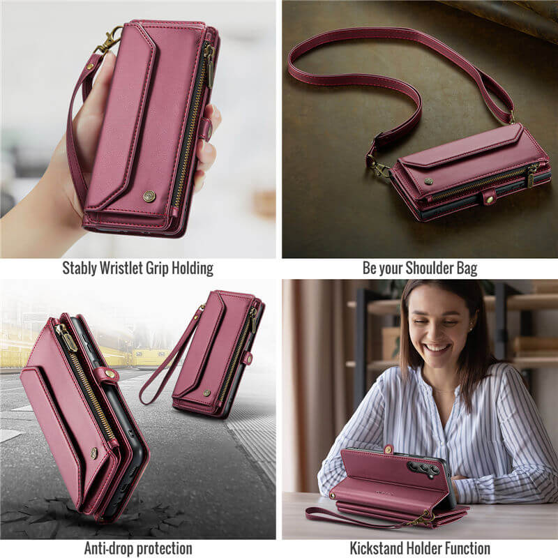 CaseMe Samsung Galaxy A14 Wallet RFID Blocking Crossbody Phone Case