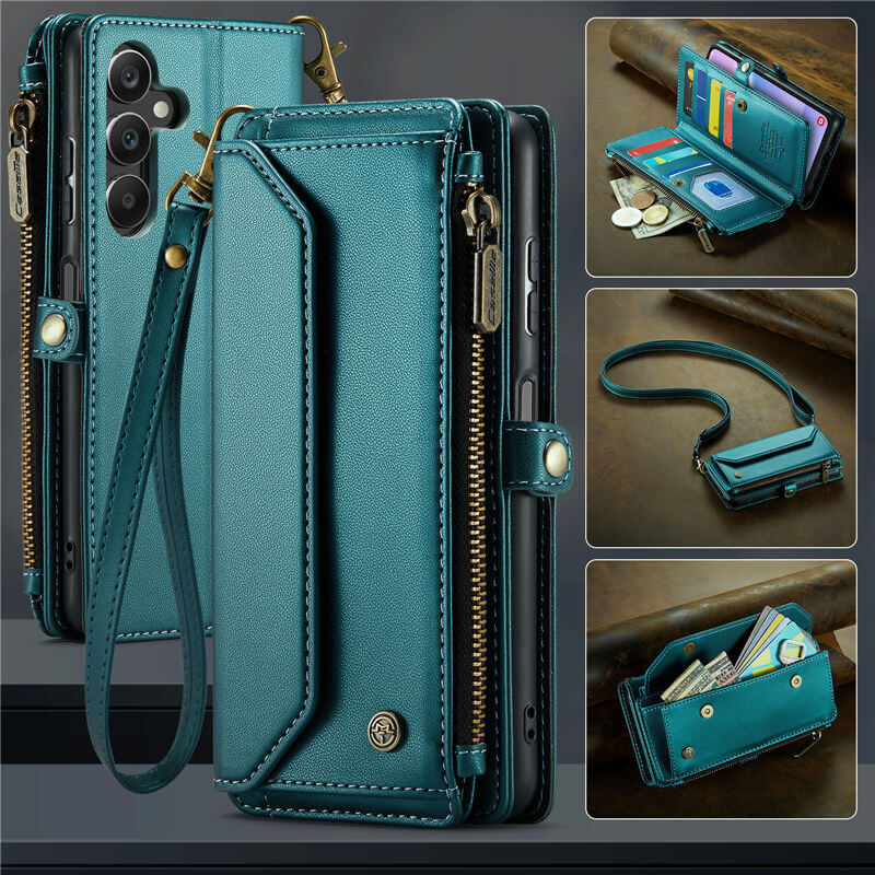 CaseMe Samsung Galaxy A15 Wallet RFID Blocking Crossbody Case Green