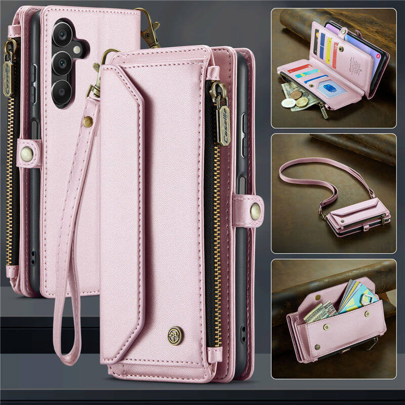 CaseMe Samsung Galaxy A15 Wallet RFID Blocking Crossbody Case Pink