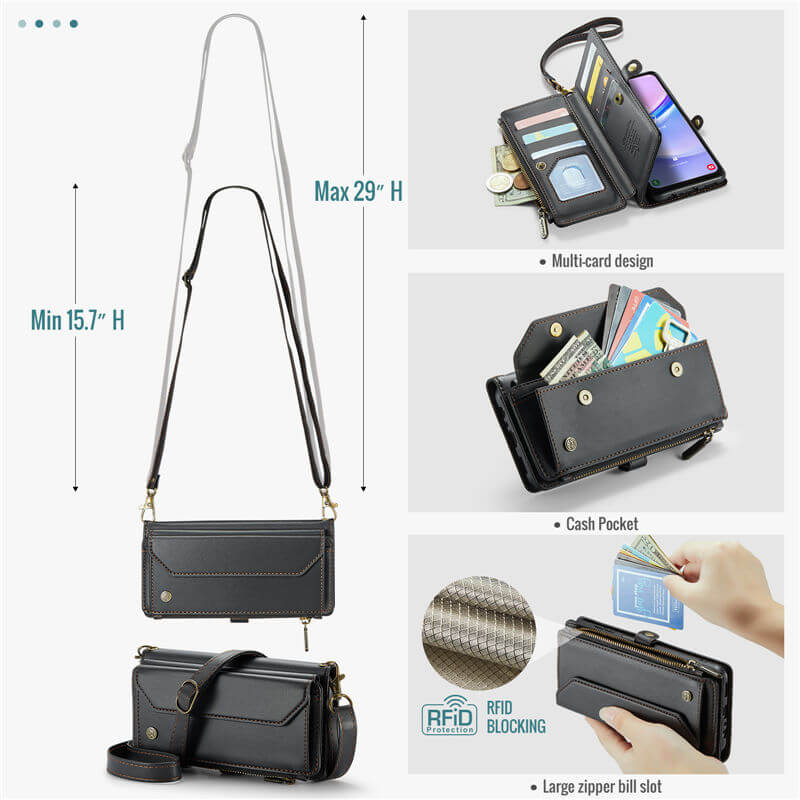 CaseMe Samsung Galaxy A15 Wallet RFID Blocking Crossbody Phone Case