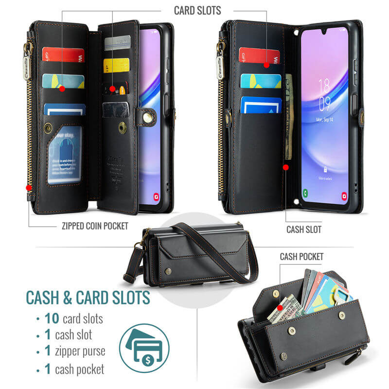 CaseMe Samsung Galaxy A15 Wallet RFID Blocking Crossbody Phone Case