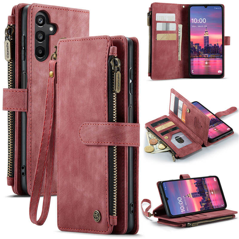 CaseMe Samsung Galaxy A16 5G Wallet kickstand Case with Wrist Strap Red