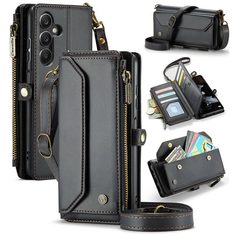 CaseMe Samsung Galaxy A16 5G Wallet RFID Blocking Crossbody Case Black