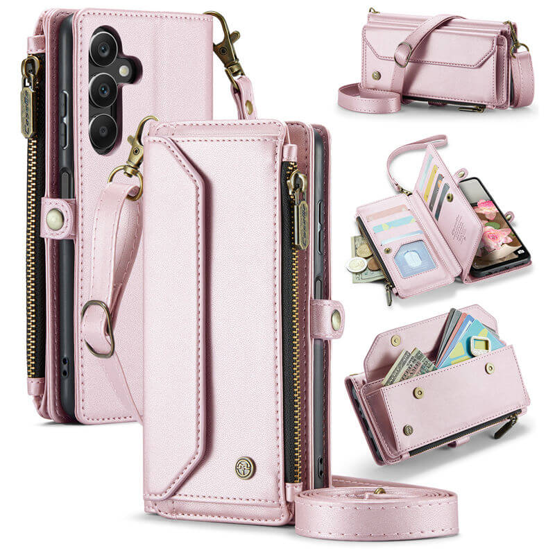 CaseMe Samsung Galaxy A16 5G Wallet RFID Blocking Crossbody Case Pink