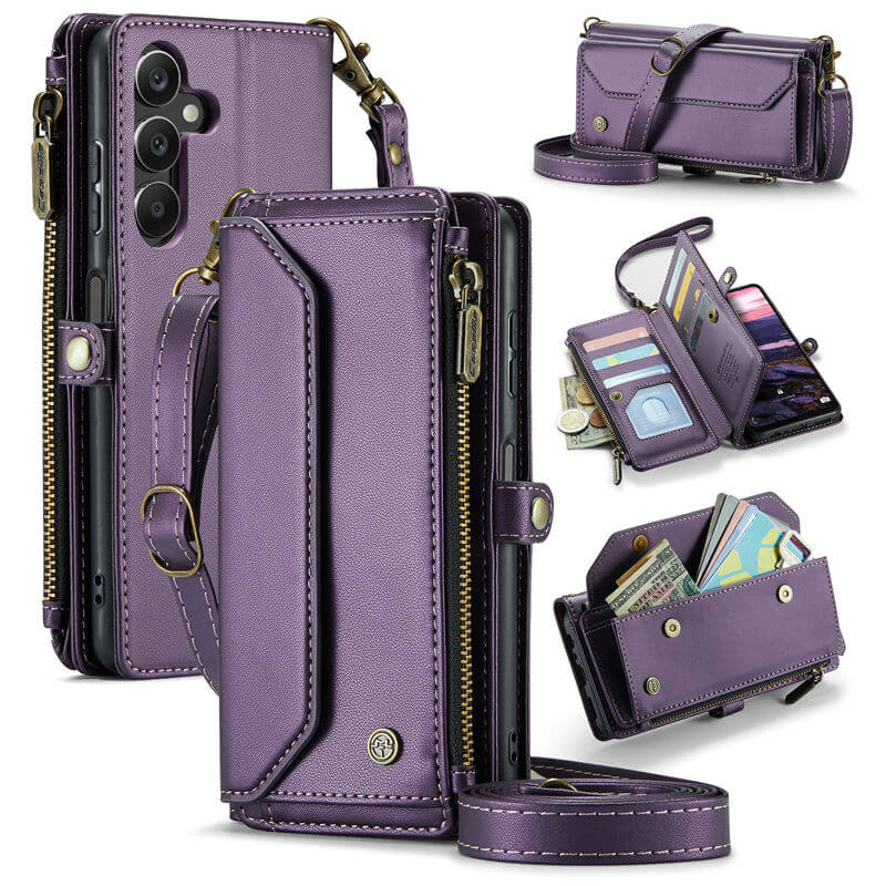 CaseMe Samsung Galaxy A16 5G Wallet RFID Blocking Crossbody Case Purple