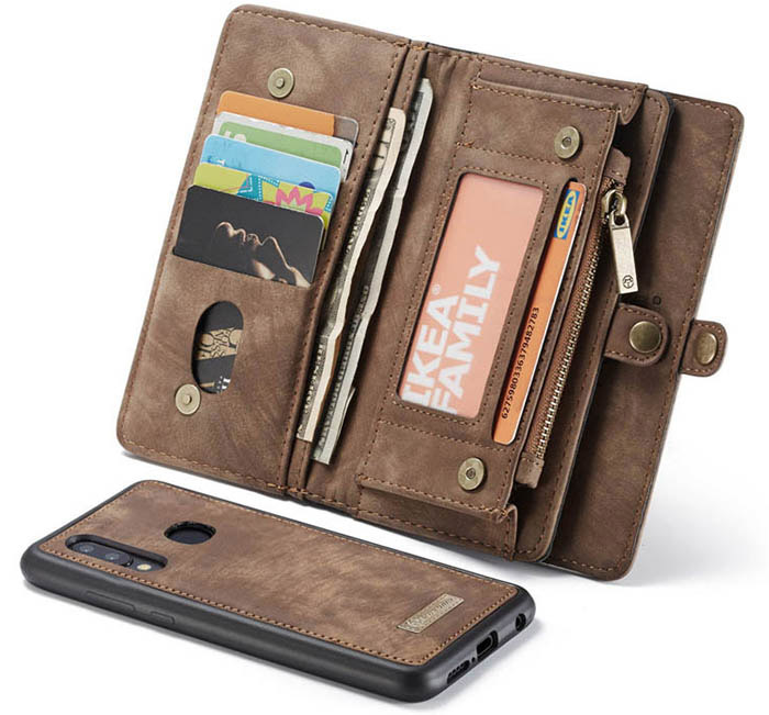 CaseMe Samsung Galaxy A20 Zipper Wallet Magnetic Detachable 2 in 1 Folio Case