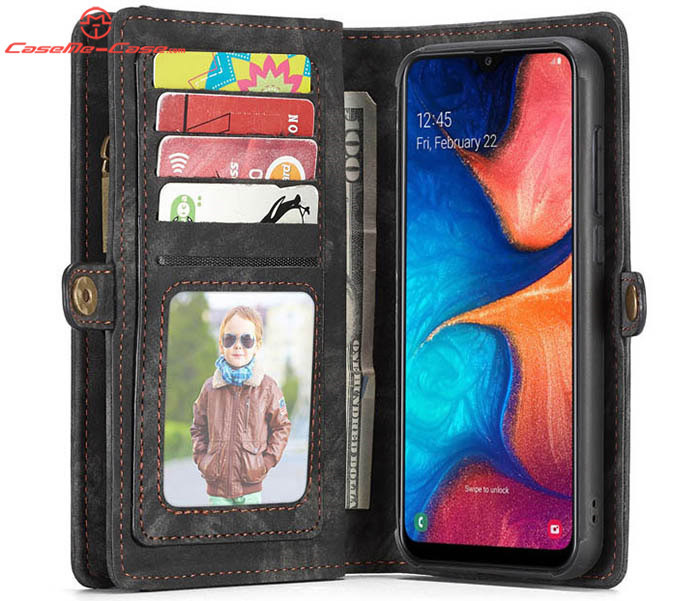 CaseMe Samsung Galaxy A20e Zipper Wallet Magnetic Detachable 2 in 1 Folio Case