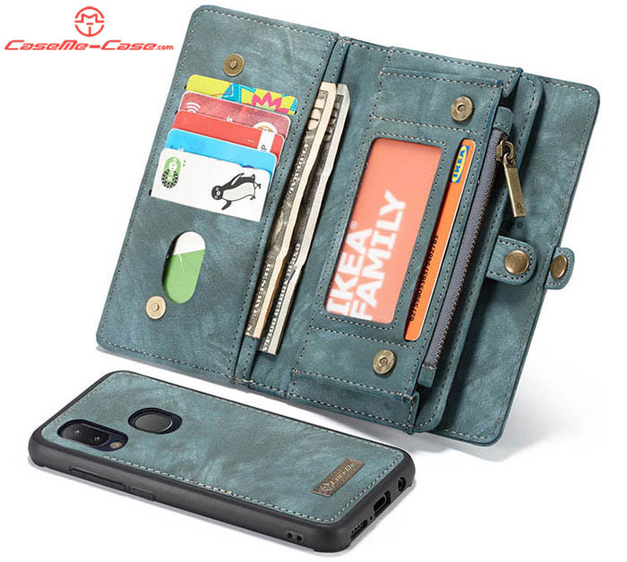 CaseMe Samsung Galaxy A20e Zipper Wallet Magnetic Detachable 2 in 1 Folio Case