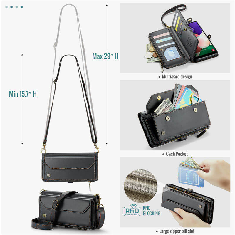 CaseMe Samsung Galaxy A22 5G Wallet RFID Blocking Crossbody Phone Case