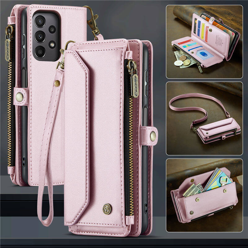 CaseMe Samsung Galaxy A23 Wallet RFID Blocking Crossbody Case Pink