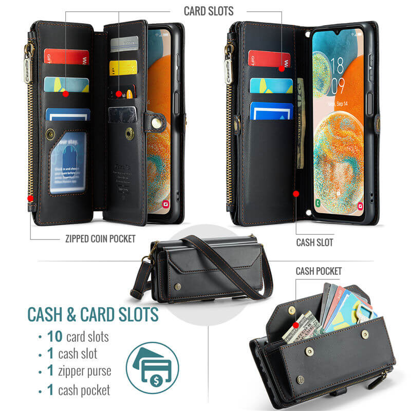 CaseMe Samsung Galaxy A23 Wallet RFID Blocking Crossbody Phone Case