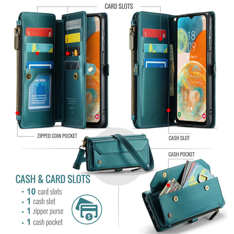 CaseMe Samsung Galaxy A23 Wallet RFID Blocking Crossbody Phone Case