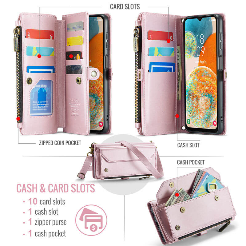 CaseMe Samsung Galaxy A23 Wallet RFID Blocking Crossbody Phone Case