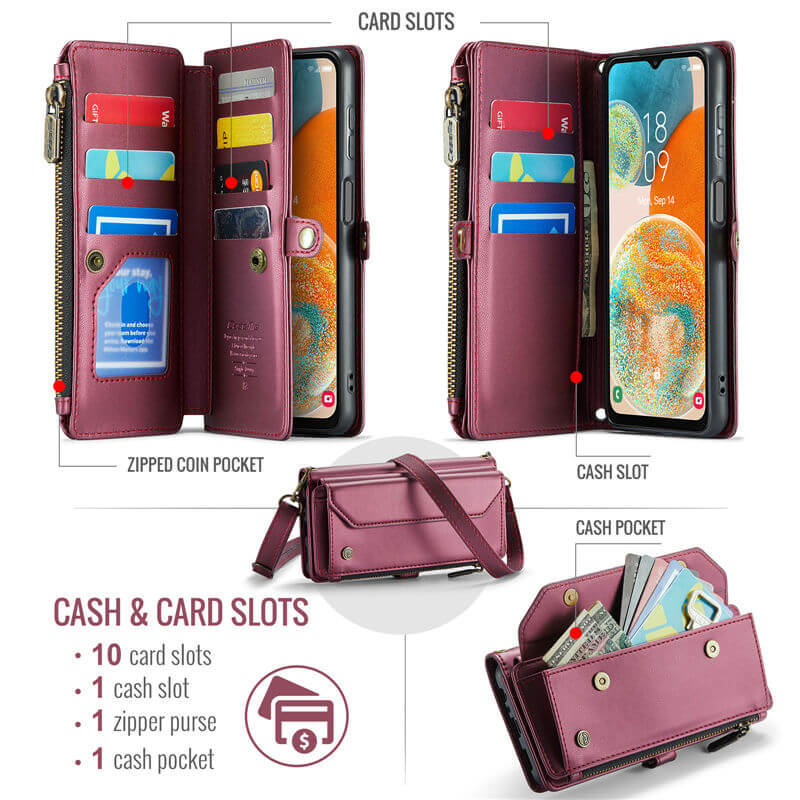 CaseMe Samsung Galaxy A23 Wallet RFID Blocking Crossbody Phone Case