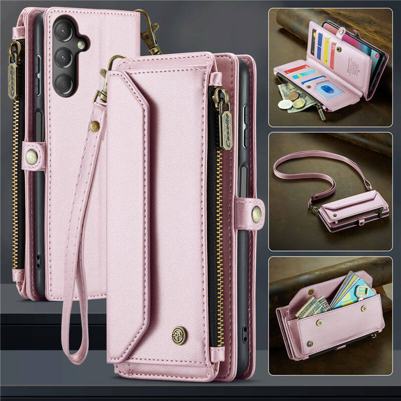 CaseMe Samsung Galaxy A24 Wallet RFID Blocking Crossbody Case Pink