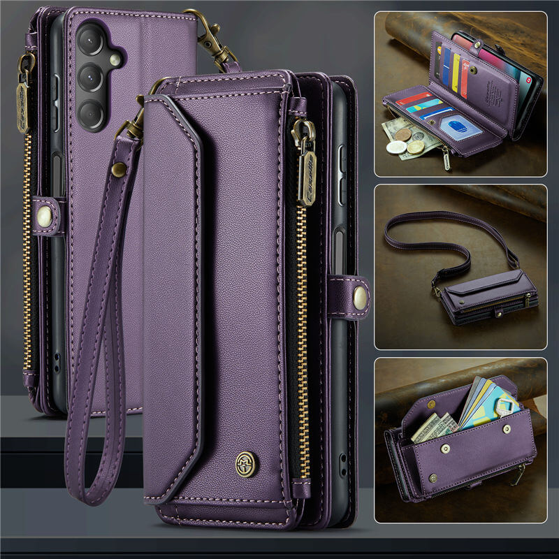 CaseMe Samsung Galaxy A24 Wallet RFID Blocking Crossbody Case Purple