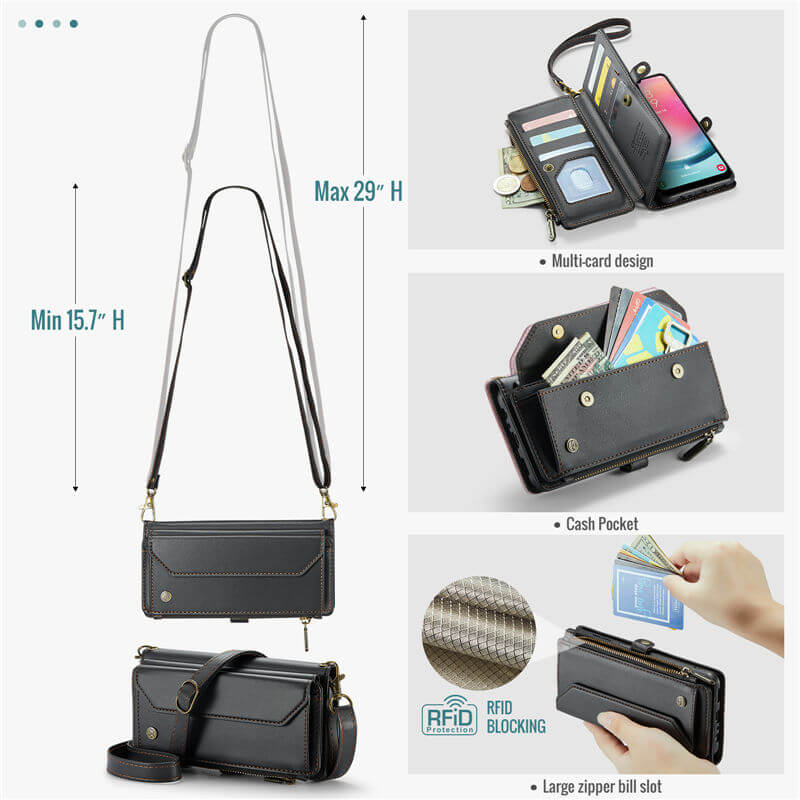 CaseMe Samsung Galaxy A24 Wallet RFID Blocking Crossbody Phone Case