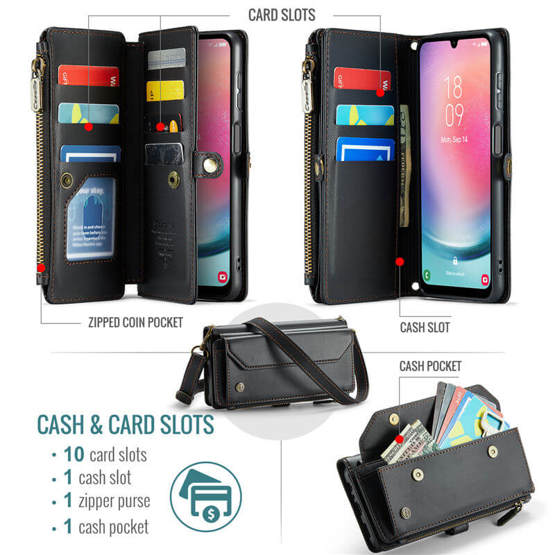 CaseMe Samsung Galaxy A24 Wallet RFID Blocking Crossbody Phone Case