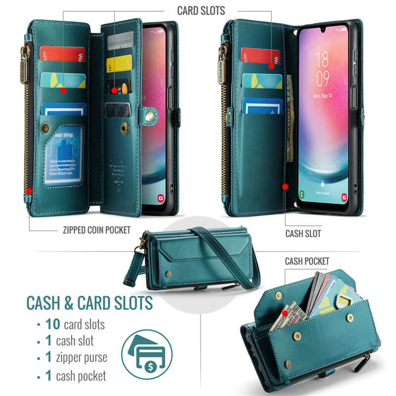 CaseMe Samsung Galaxy A24 Wallet RFID Blocking Crossbody Phone Case