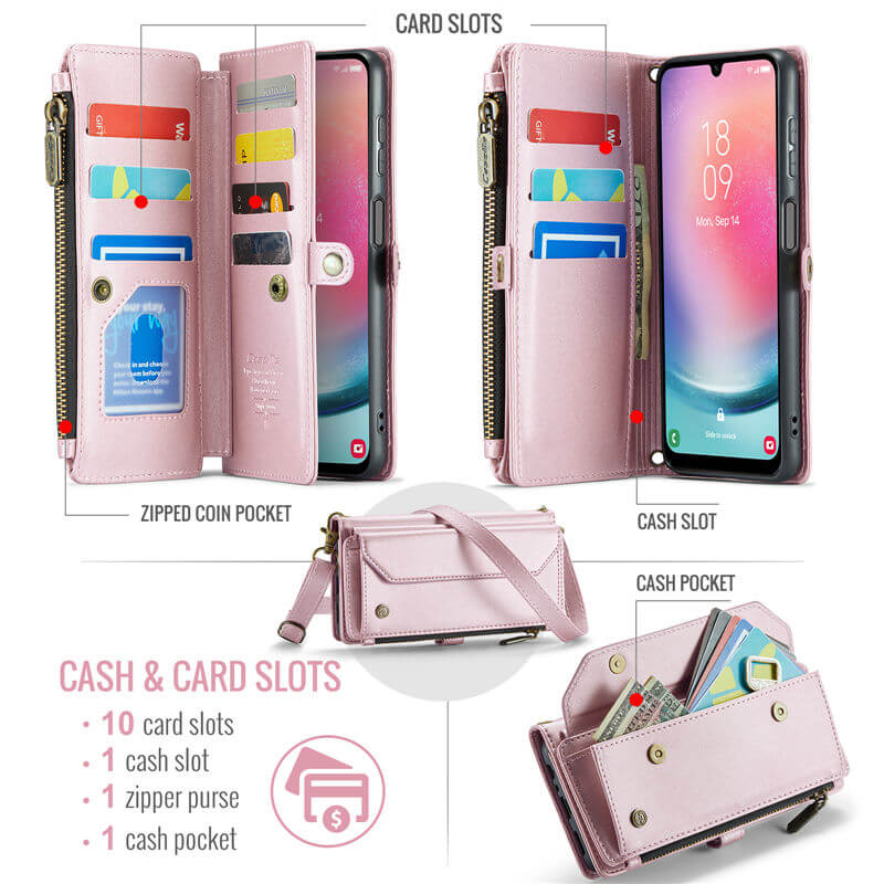 CaseMe Samsung Galaxy A24 Wallet RFID Blocking Crossbody Phone Case