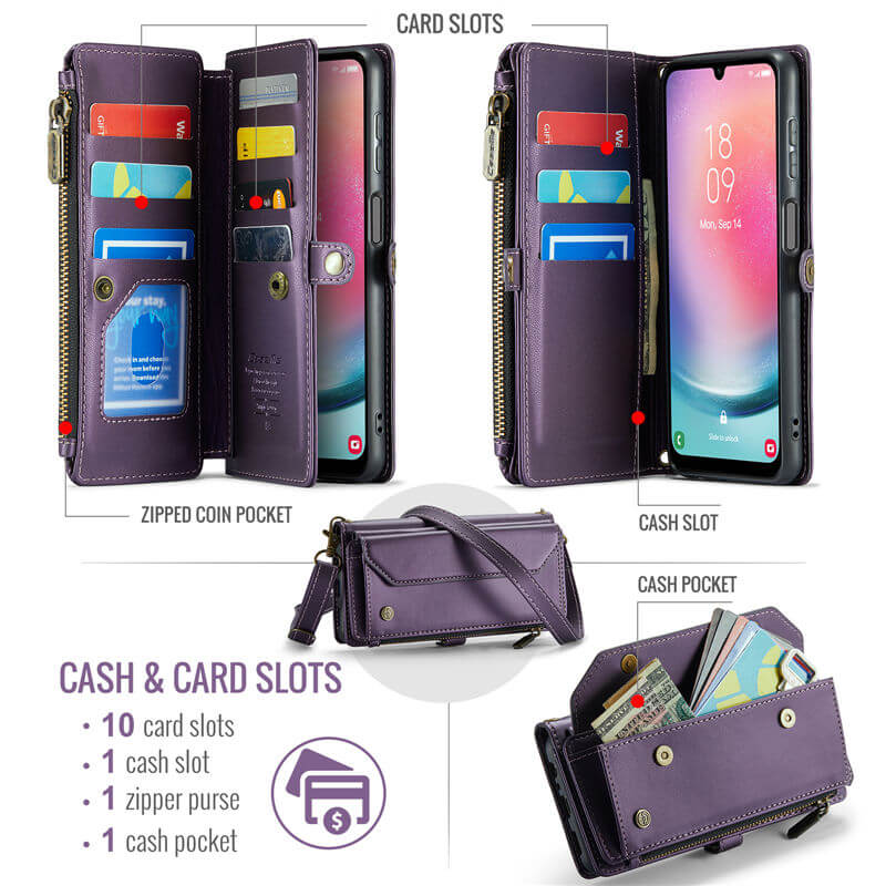 CaseMe Samsung Galaxy A24 Wallet RFID Blocking Crossbody Phone Case