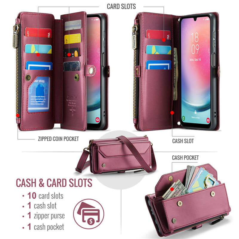 CaseMe Samsung Galaxy A24 Wallet RFID Blocking Crossbody Phone Case