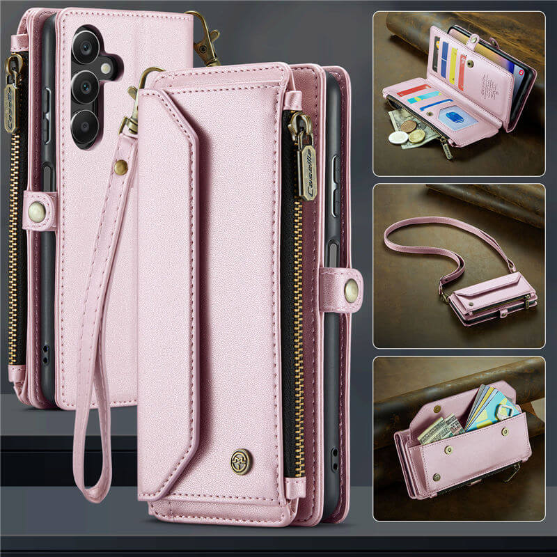 CaseMe Samsung Galaxy A25 Wallet RFID Blocking Crossbody Case Pink