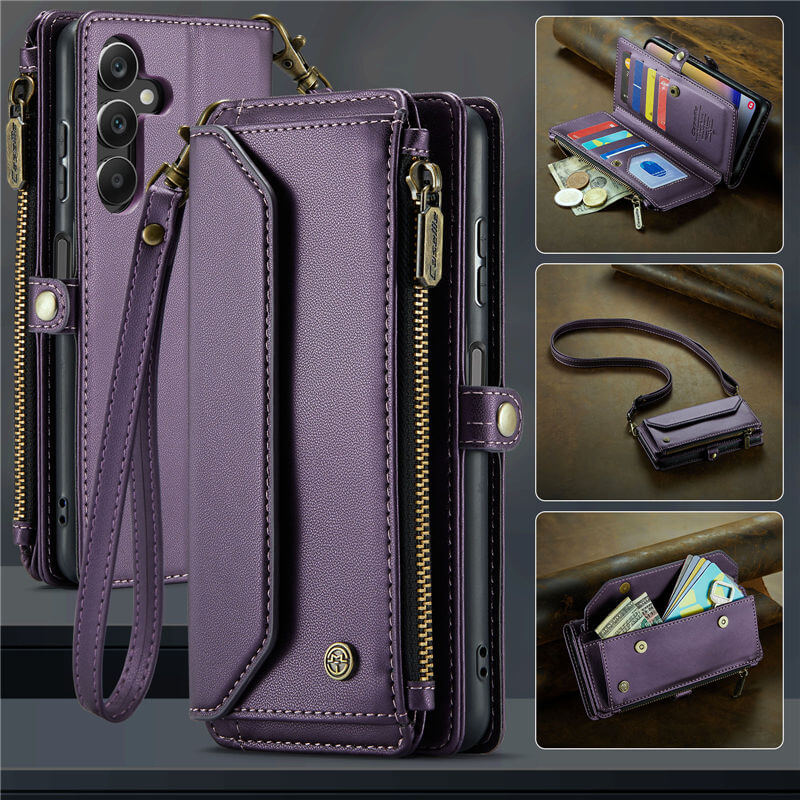 CaseMe Samsung Galaxy A25 Wallet RFID Blocking Crossbody Case Purple