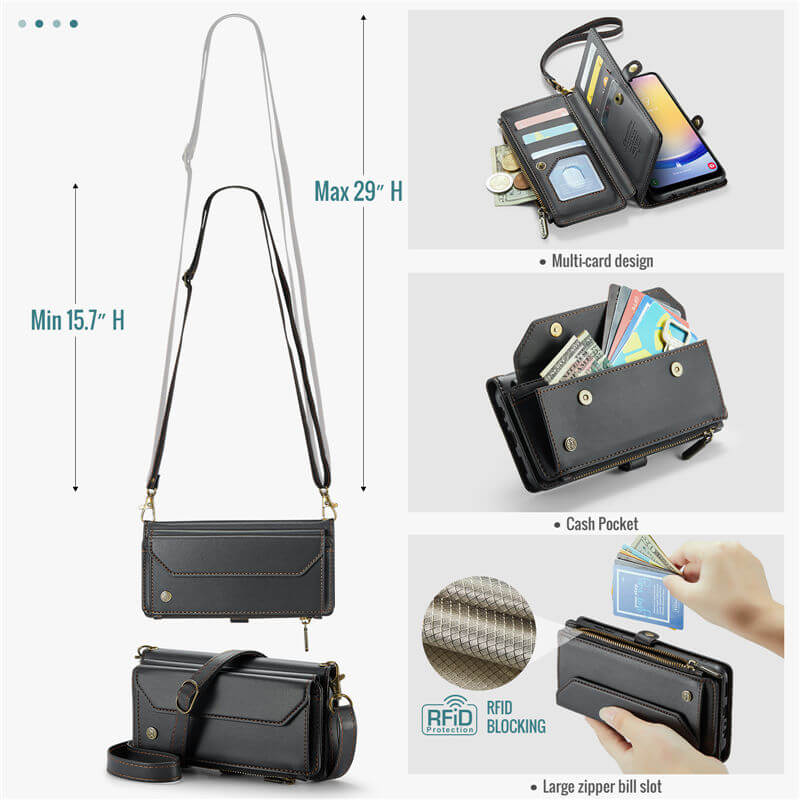 CaseMe Samsung Galaxy A25 Wallet RFID Blocking Crossbody Phone Case