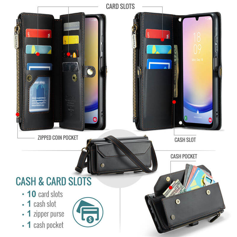 CaseMe Samsung Galaxy A25 Wallet RFID Blocking Crossbody Phone Case