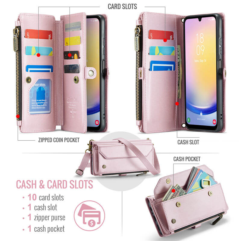 CaseMe Samsung Galaxy A25 Wallet RFID Blocking Crossbody Phone Case