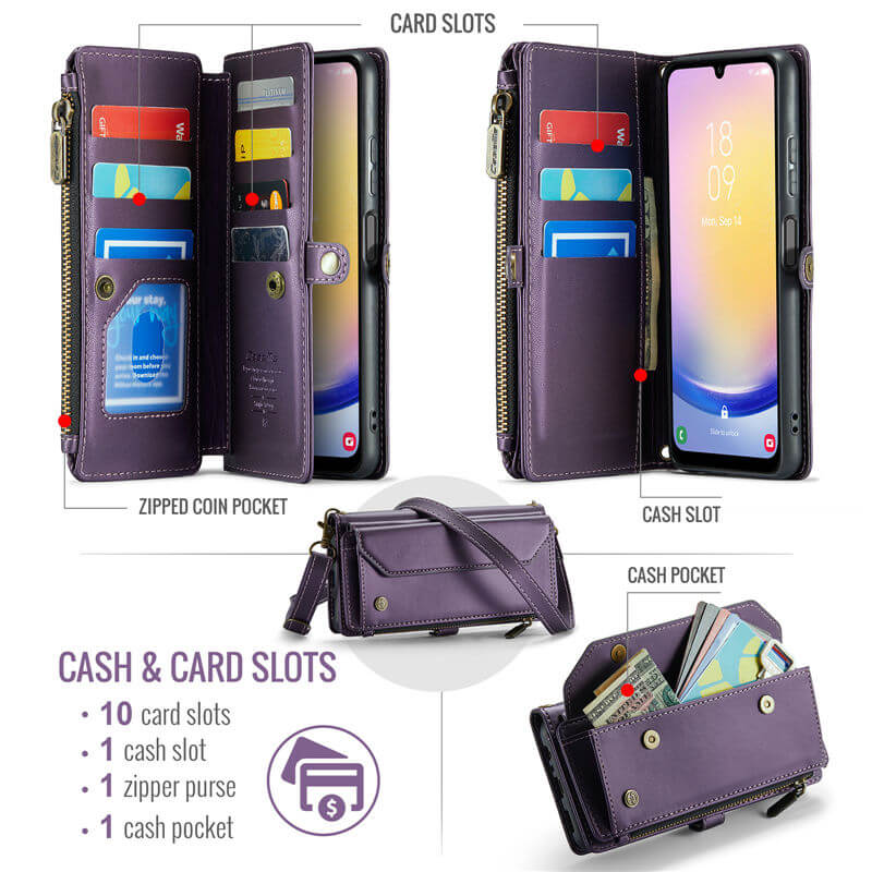 CaseMe Samsung Galaxy A25 Wallet RFID Blocking Crossbody Phone Case