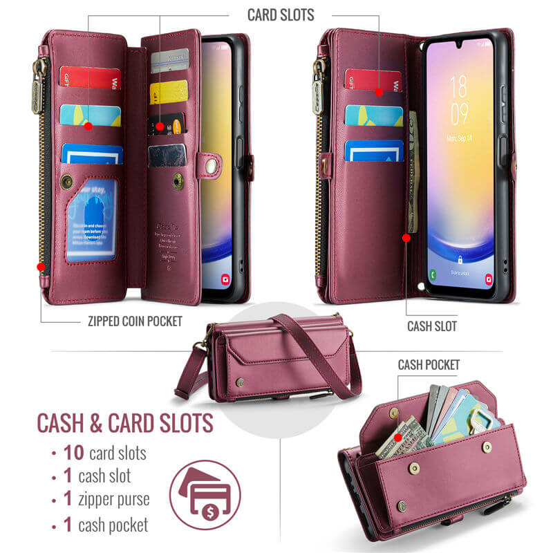 CaseMe Samsung Galaxy A25 Wallet RFID Blocking Crossbody Phone Case