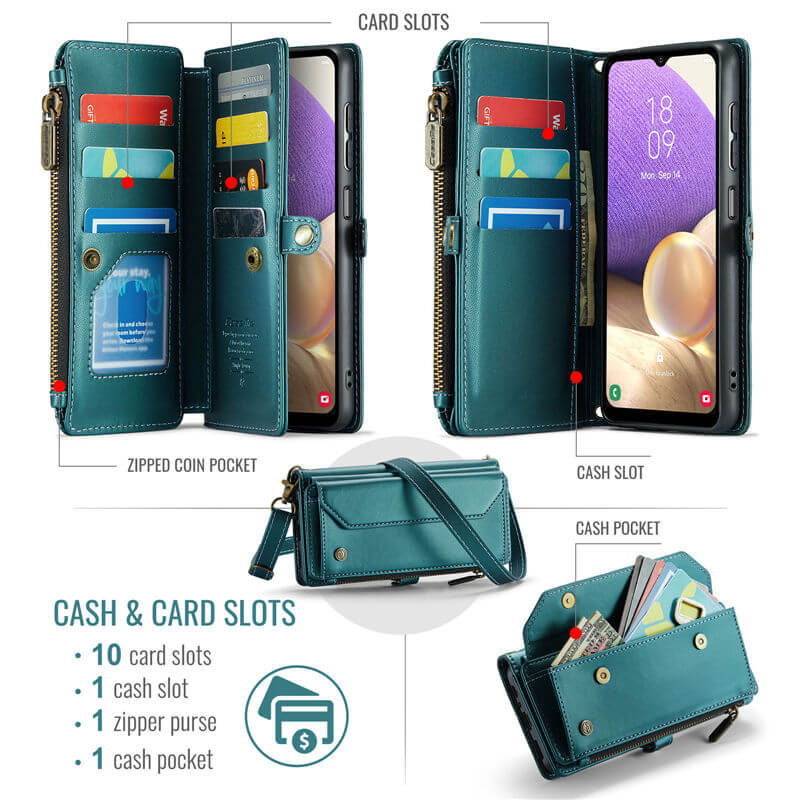 CaseMe Samsung Galaxy A32 5G Wallet RFID Blocking Crossbody Phone Case