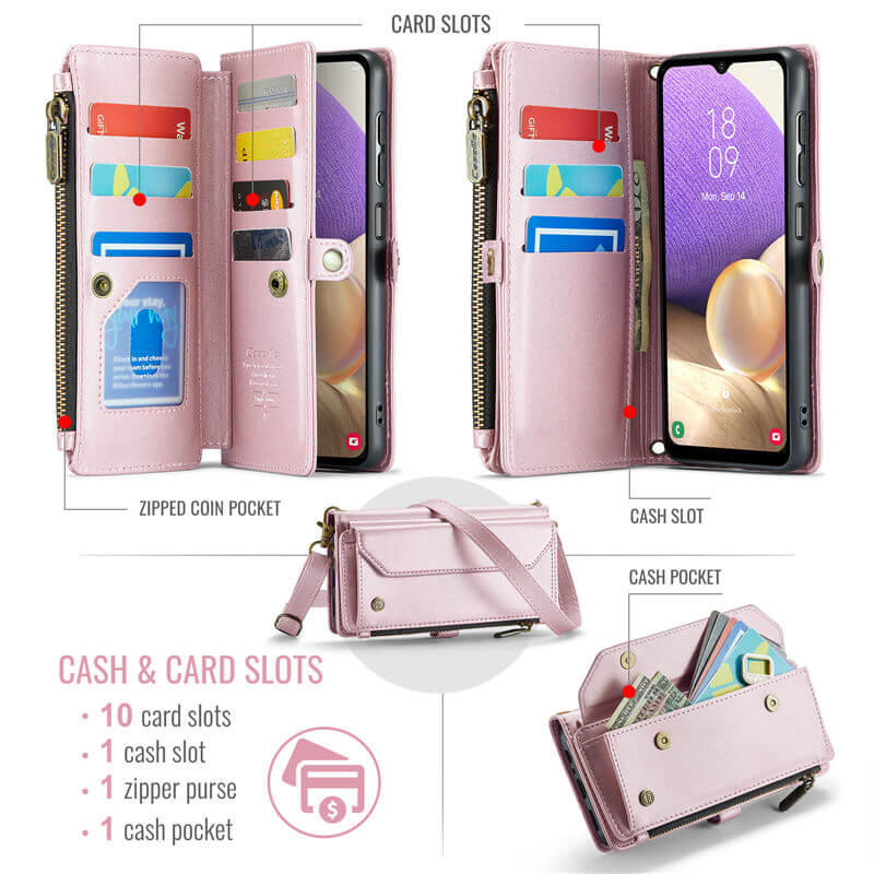 CaseMe Samsung Galaxy A32 5G Wallet RFID Blocking Crossbody Phone Case