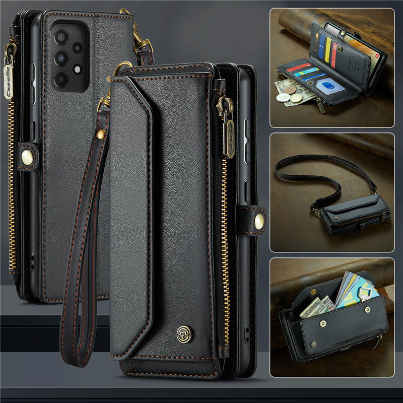 CaseMe Samsung Galaxy A33 5G Wallet RFID Blocking Crossbody Case Black