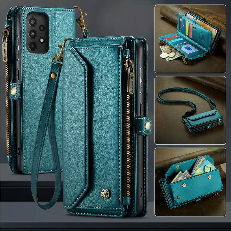 CaseMe Samsung Galaxy A33 5G Wallet RFID Blocking Crossbody Case Green