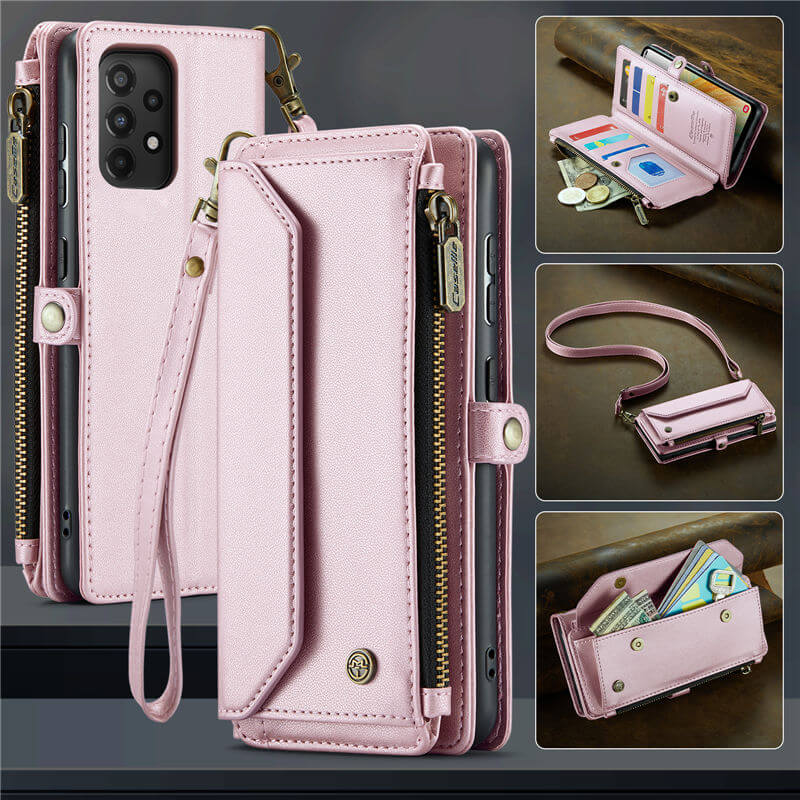 CaseMe Samsung Galaxy A33 5G Wallet RFID Blocking Crossbody Case Pink