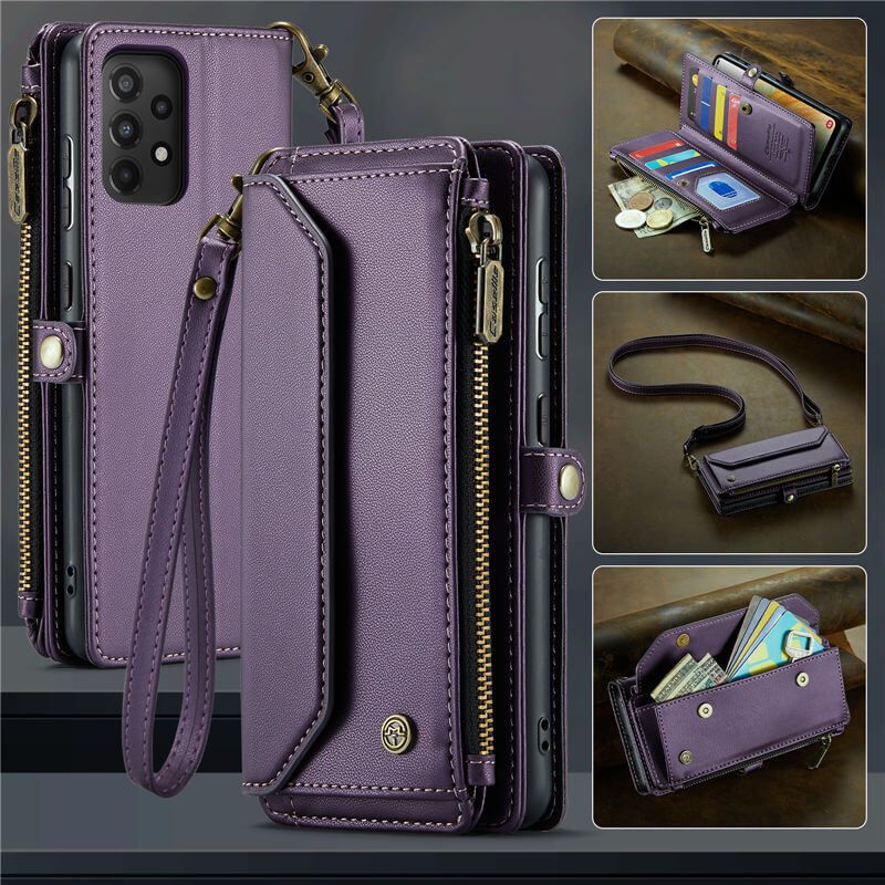 CaseMe Samsung Galaxy A33 5G Wallet RFID Blocking Crossbody Case Purple