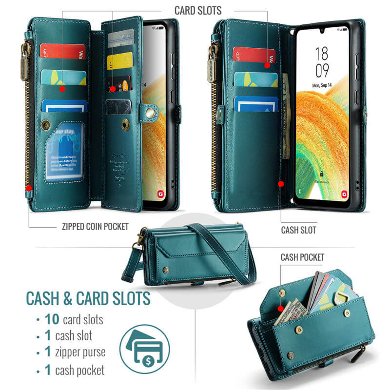 CaseMe Samsung Galaxy A33 5G Wallet RFID Blocking Crossbody Phone Case