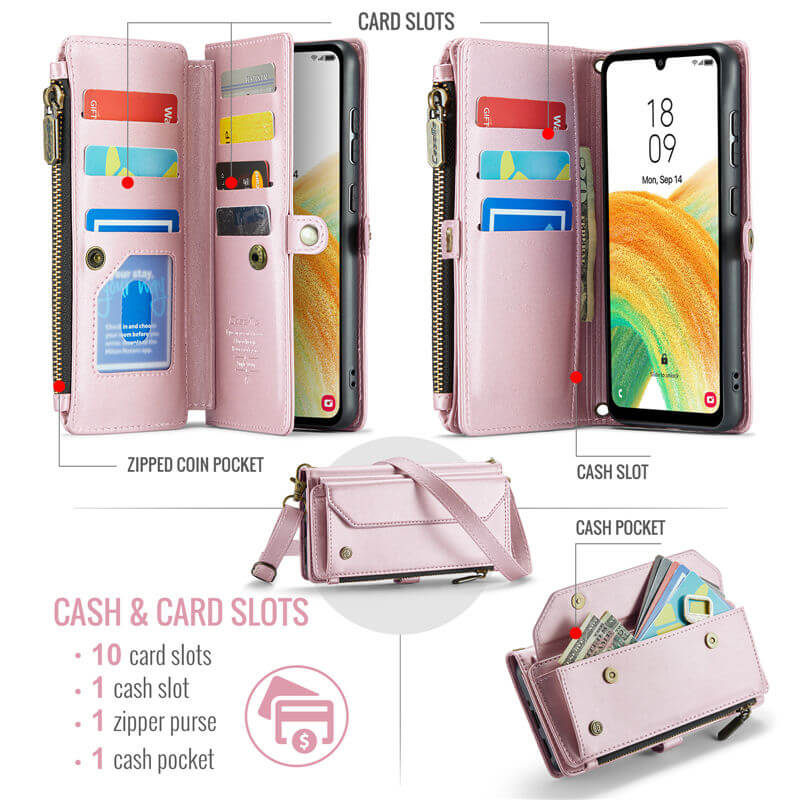 CaseMe Samsung Galaxy A33 5G Wallet RFID Blocking Crossbody Phone Case