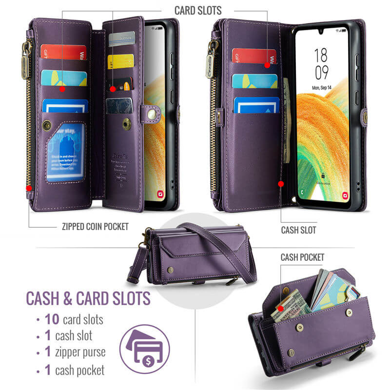 CaseMe Samsung Galaxy A33 5G Wallet RFID Blocking Crossbody Phone Case