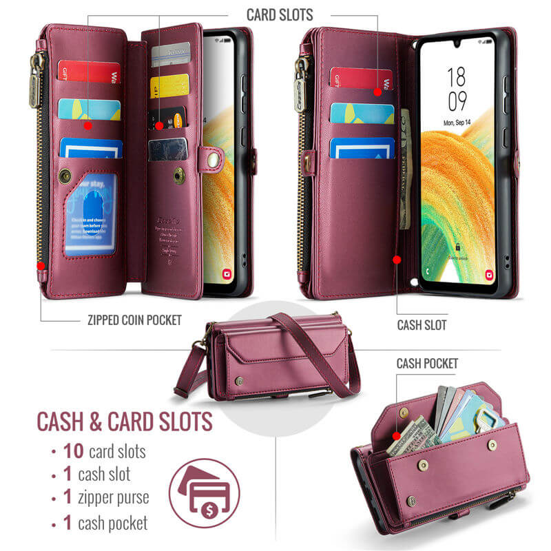 CaseMe Samsung Galaxy A33 5G Wallet RFID Blocking Crossbody Phone Case