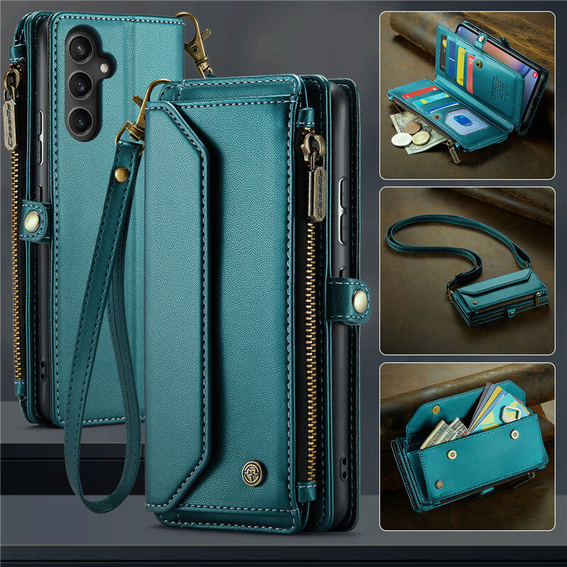 CaseMe Samsung Galaxy A34 5G Wallet RFID Blocking Crossbody Case Green