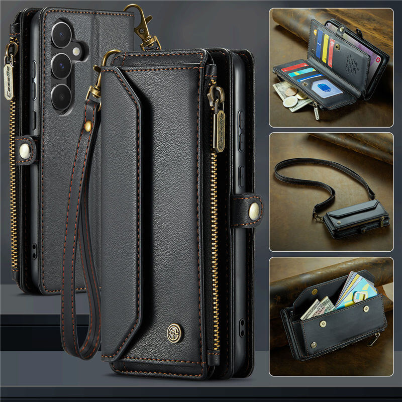 CaseMe Samsung Galaxy A35 Wallet RFID Blocking Crossbody Case Black