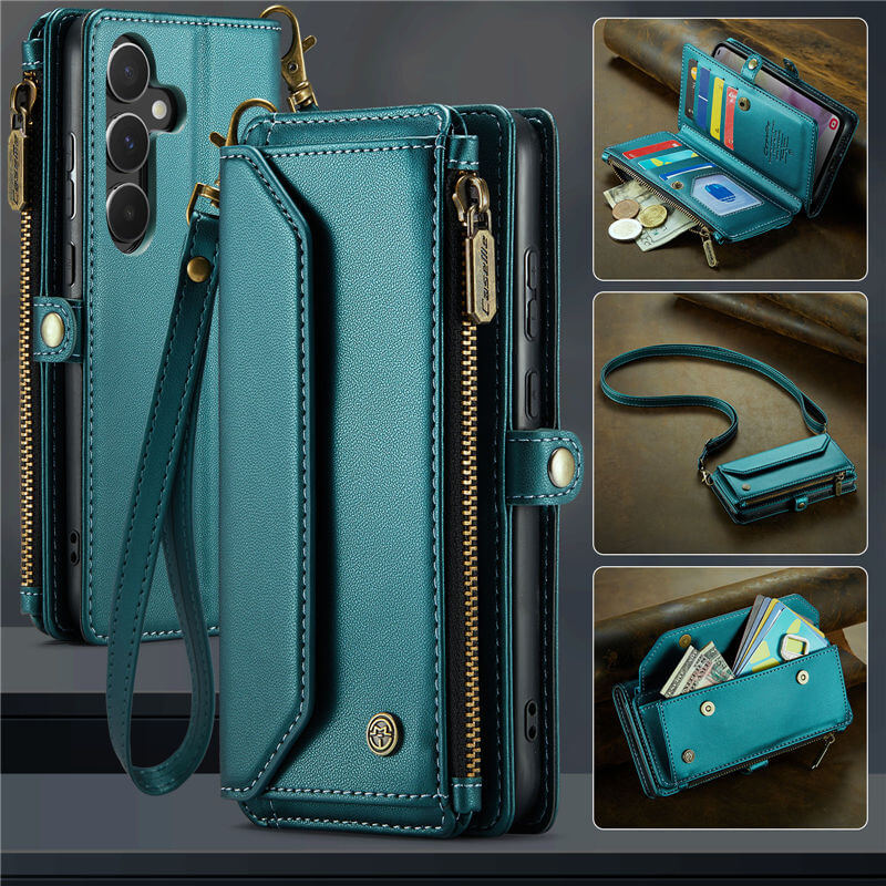 CaseMe Samsung Galaxy A35 Wallet RFID Blocking Crossbody Case Green