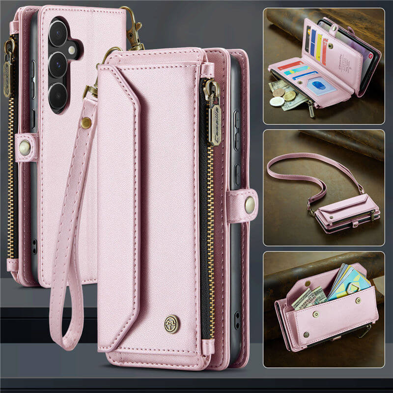 CaseMe Samsung Galaxy A35 Wallet RFID Blocking Crossbody Case Pink