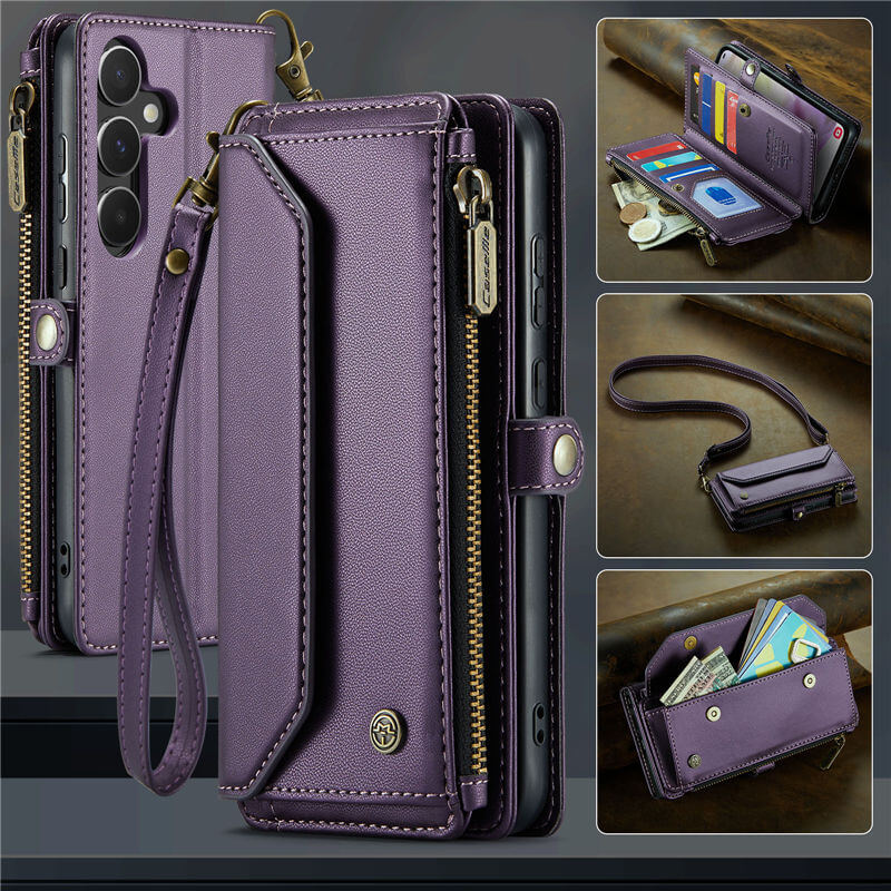 CaseMe Samsung Galaxy A35 Wallet RFID Blocking Crossbody Case Purple