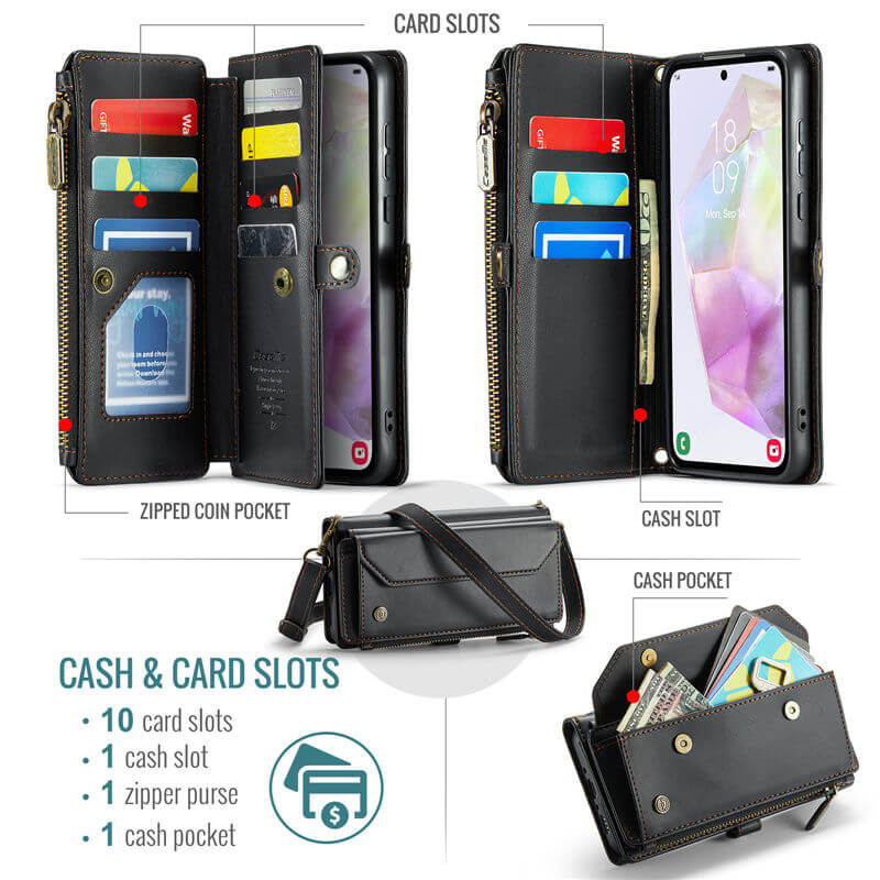 CaseMe Samsung Galaxy A35 Wallet RFID Blocking Crossbody Phone Case