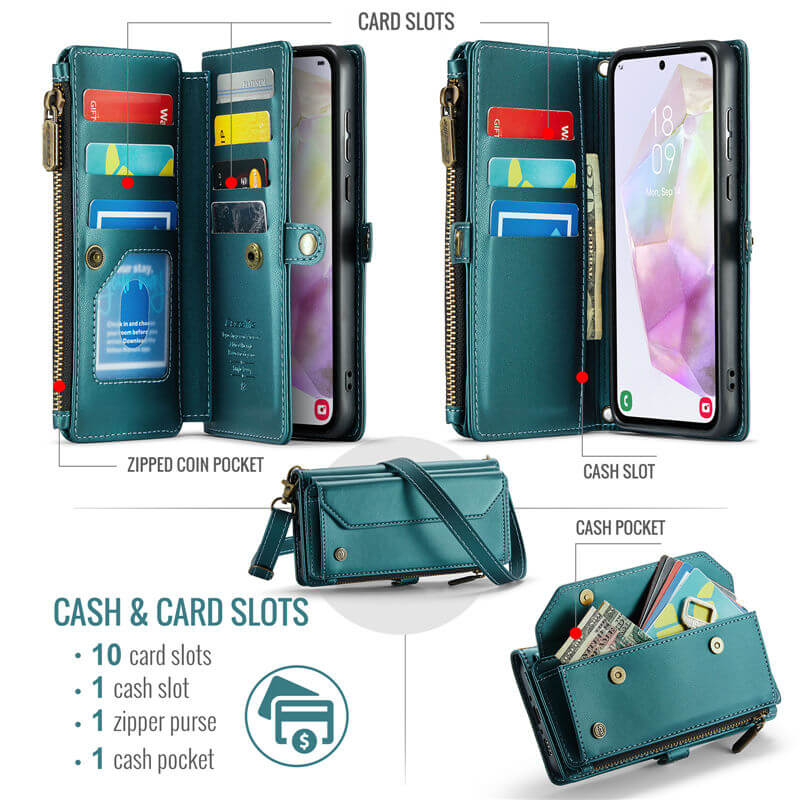 CaseMe Samsung Galaxy A35 Wallet RFID Blocking Crossbody Phone Case